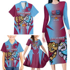 Custom NSW Blues And QLD Maroons Rugby Family Matching Long Sleeve Bodycon Dress and Hawaiian Shirt 2024 Cockroaches Cane toads Together