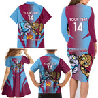 Custom NSW Blues And QLD Maroons Rugby Family Matching Long Sleeve Bodycon Dress and Hawaiian Shirt 2024 Cockroaches Cane toads Together