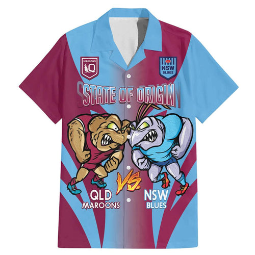 Custom NSW Blues And QLD Maroons Rugby Family Matching Mermaid Dress and Hawaiian Shirt 2024 Cockroaches Cane toads Together