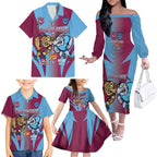 Custom NSW Blues And QLD Maroons Rugby Family Matching Off The Shoulder Long Sleeve Dress and Hawaiian Shirt 2024 Cockroaches Cane toads Together