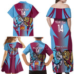 Custom NSW Blues And QLD Maroons Rugby Family Matching Off Shoulder Maxi Dress and Hawaiian Shirt 2024 Cockroaches Cane toads Together