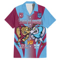 Custom NSW Blues And QLD Maroons Rugby Family Matching Off Shoulder Maxi Dress and Hawaiian Shirt 2024 Cockroaches Cane toads Together