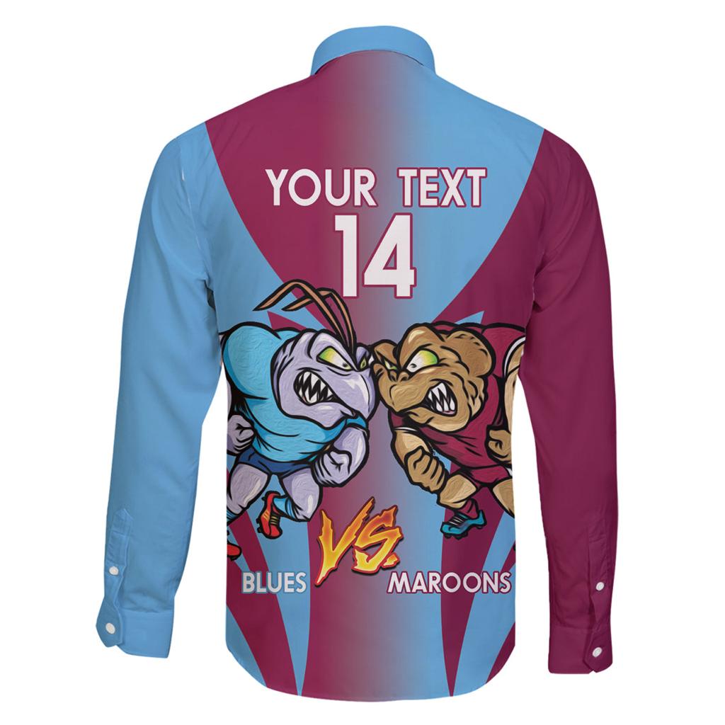 Custom NSW Blues And QLD Maroons Rugby Family Matching Off Shoulder Maxi Dress and Hawaiian Shirt 2024 Cockroaches Cane toads Together
