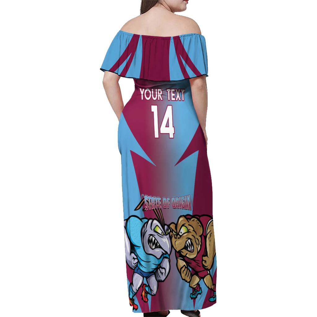 Custom NSW Blues And QLD Maroons Rugby Family Matching Off Shoulder Maxi Dress and Hawaiian Shirt 2024 Cockroaches Cane toads Together