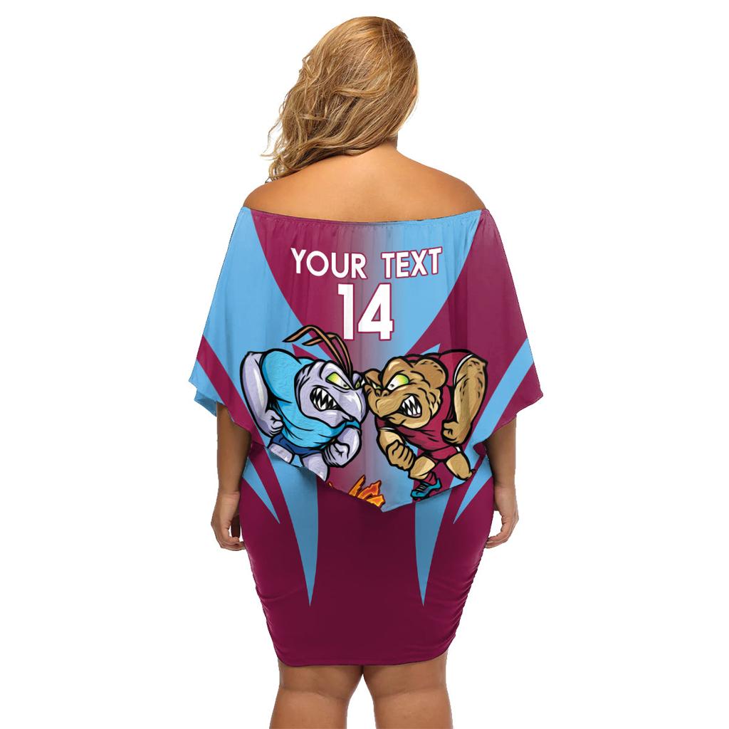 Custom NSW Blues And QLD Maroons Rugby Family Matching Off Shoulder Short Dress and Hawaiian Shirt 2024 Cockroaches Cane toads Together