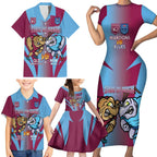 Custom NSW Blues And QLD Maroons Rugby Family Matching Short Sleeve Bodycon Dress and Hawaiian Shirt 2024 Cockroaches Cane toads Together