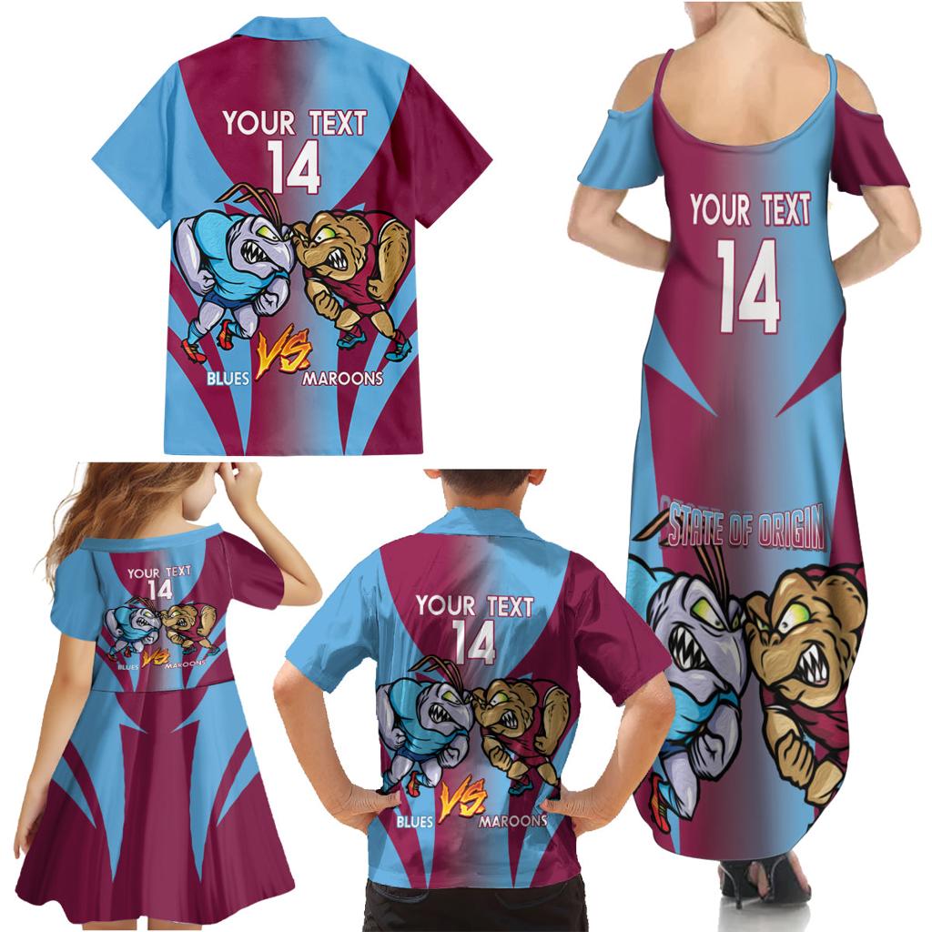 Custom NSW Blues And QLD Maroons Rugby Family Matching Summer Maxi Dress and Hawaiian Shirt 2024 Cockroaches Cane toads Together