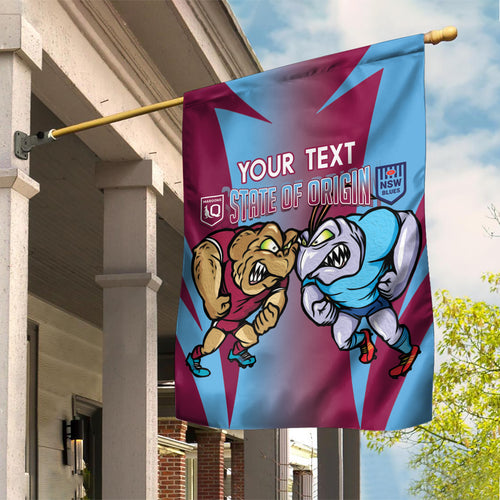 Custom NSW Blues And QLD Maroons Rugby Garden Flag 2024 Cockroaches Cane toads Together