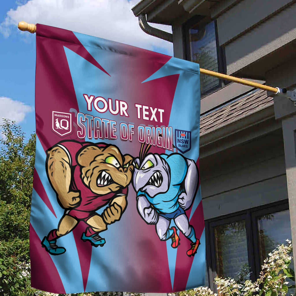 Custom NSW Blues And QLD Maroons Rugby Garden Flag 2024 Cockroaches Cane toads Together
