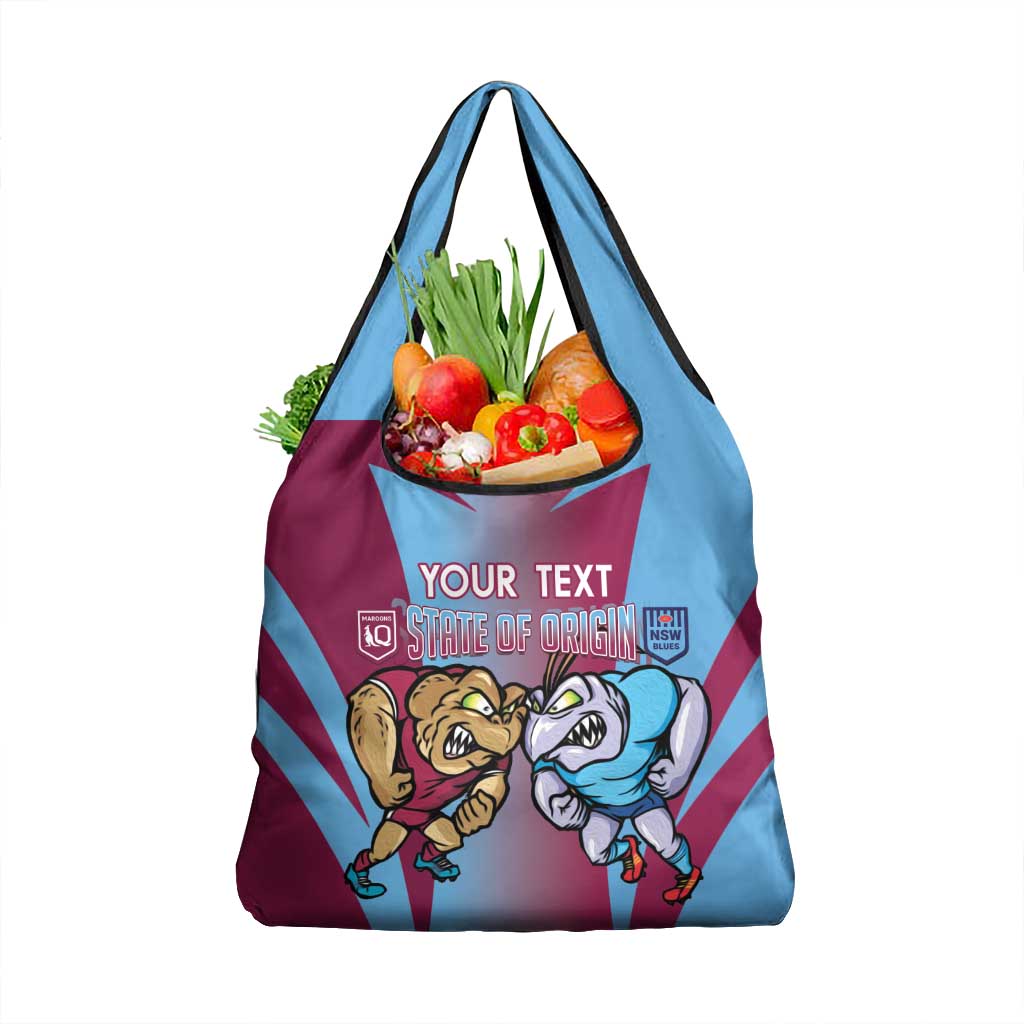 Custom NSW Blues And QLD Maroons Rugby Grocery Bag Cockroaches Cane toads Together