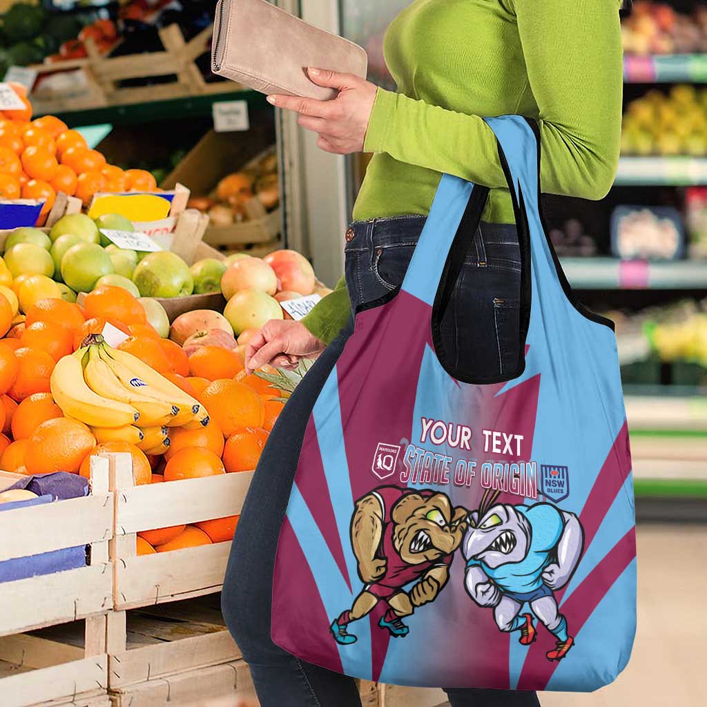 Custom NSW Blues And QLD Maroons Rugby Grocery Bag Cockroaches Cane toads Together
