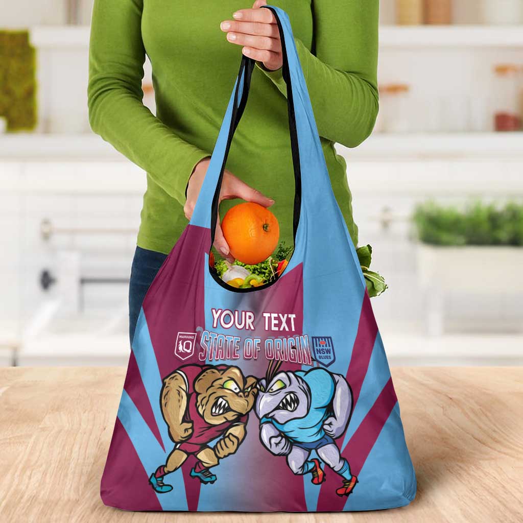 Custom NSW Blues And QLD Maroons Rugby Grocery Bag Cockroaches Cane toads Together