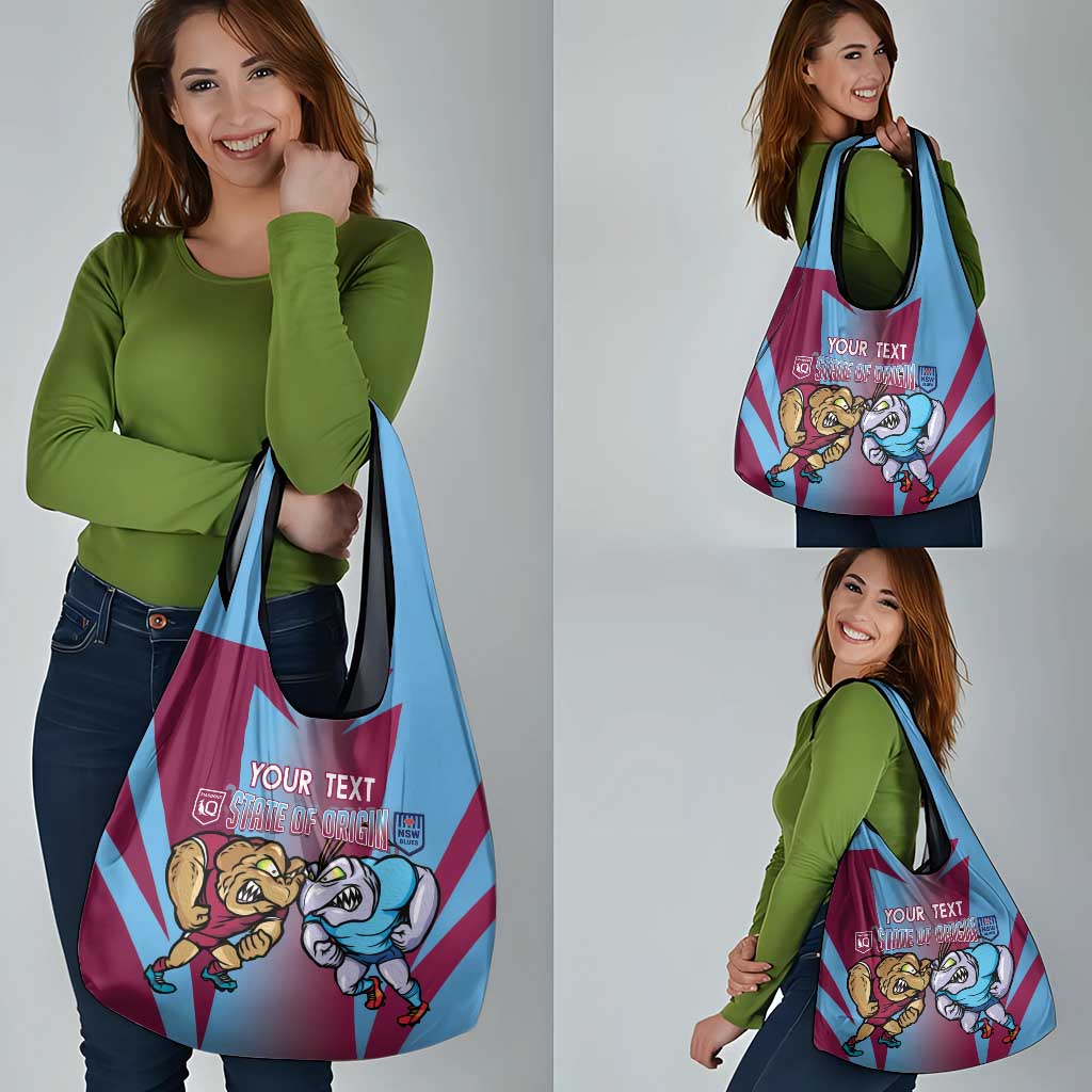 Custom NSW Blues And QLD Maroons Rugby Grocery Bag Cockroaches Cane toads Together