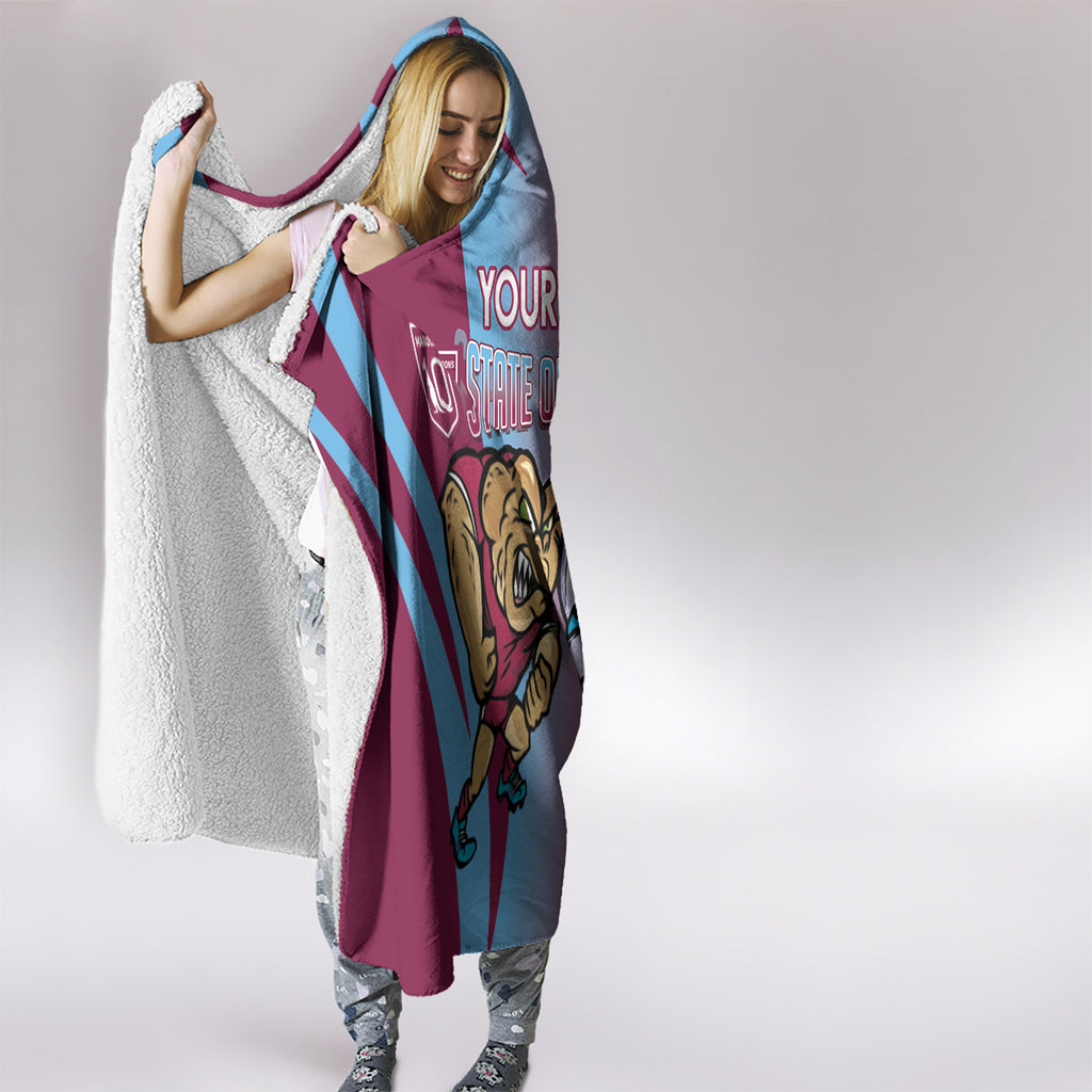 Custom NSW Blues And QLD Maroons Rugby Hooded Blanket 2024 Cockroaches Cane toads Together