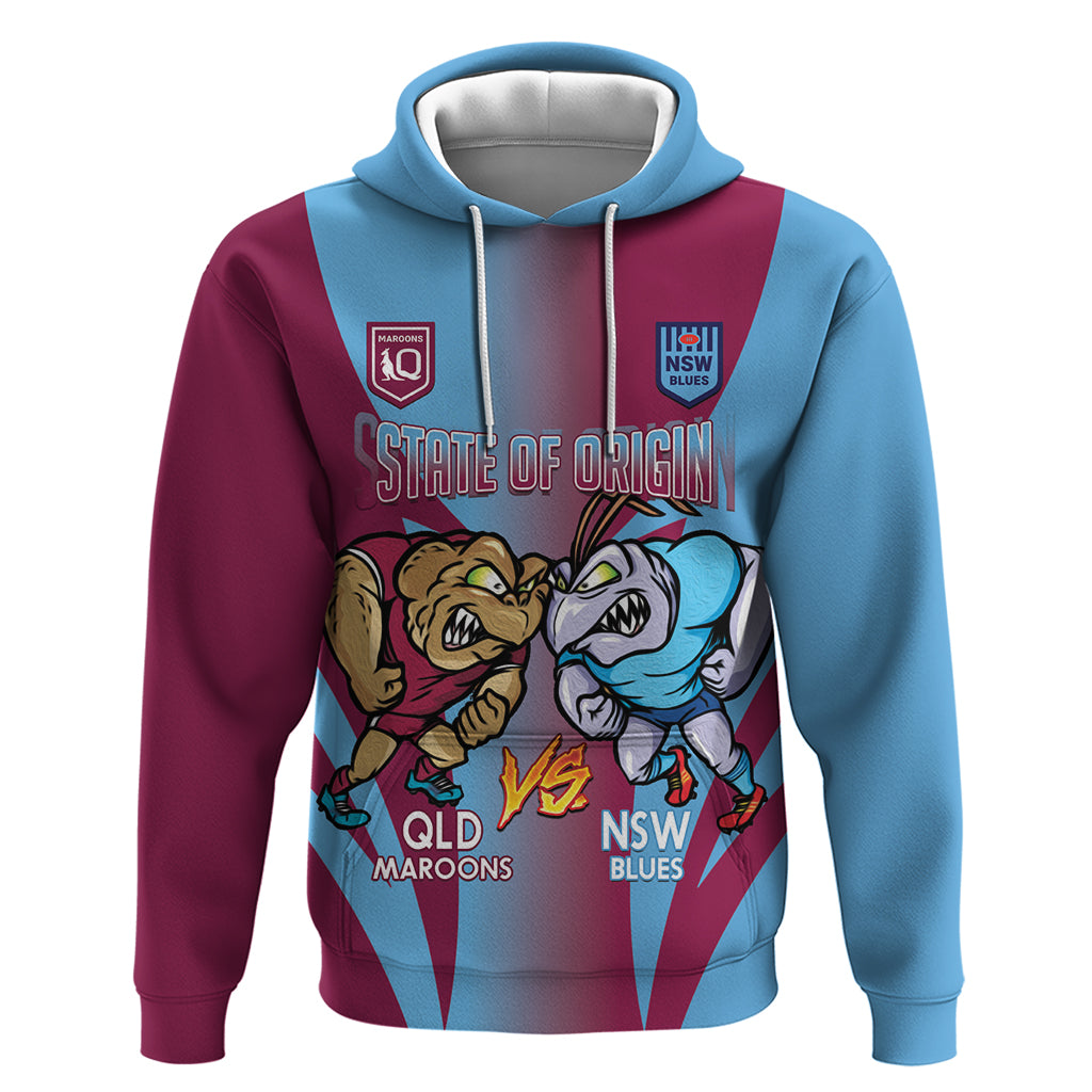 Custom NSW Blues And QLD Maroons Rugby Hoodie 2024 Cockroaches Cane toads Together