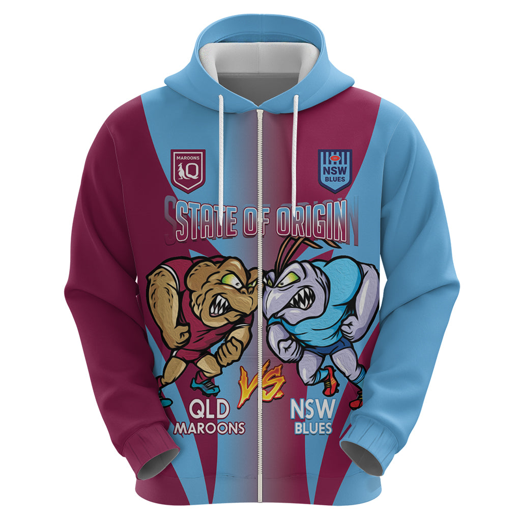 Custom NSW Blues And QLD Maroons Rugby Hoodie 2024 Cockroaches Cane toads Together