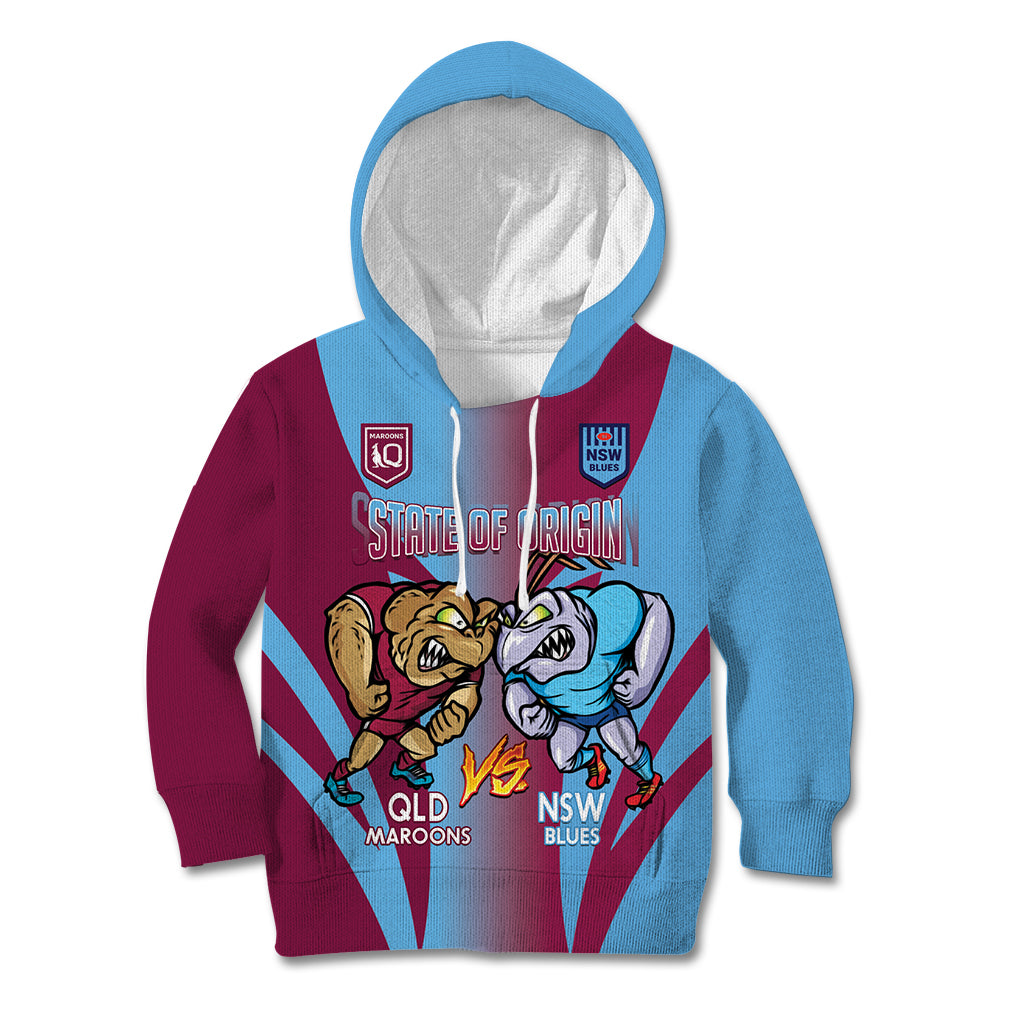 Custom NSW Blues And QLD Maroons Rugby Kid Hoodie 2024 Cockroaches Cane toads Together