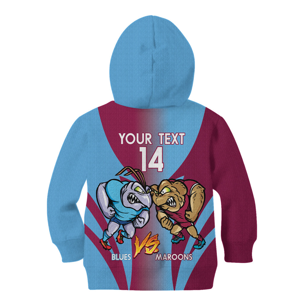 Custom NSW Blues And QLD Maroons Rugby Kid Hoodie 2024 Cockroaches Cane toads Together