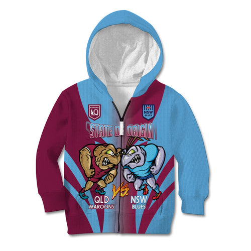 Custom NSW Blues And QLD Maroons Rugby Kid Hoodie 2024 Cockroaches Cane toads Together