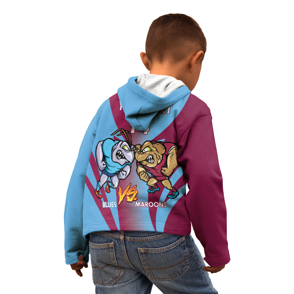 Custom NSW Blues And QLD Maroons Rugby Kid Hoodie 2024 Cockroaches Cane toads Together