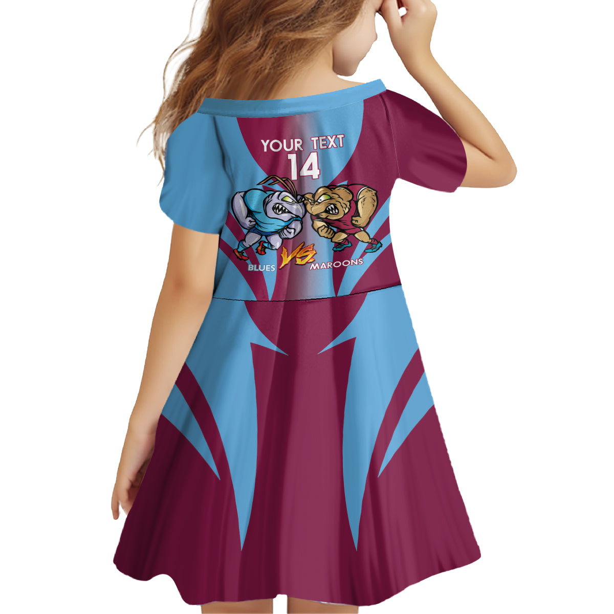Custom NSW Blues And QLD Maroons Rugby Kid Short Sleeve Dress 2024 Cockroaches Cane toads Together