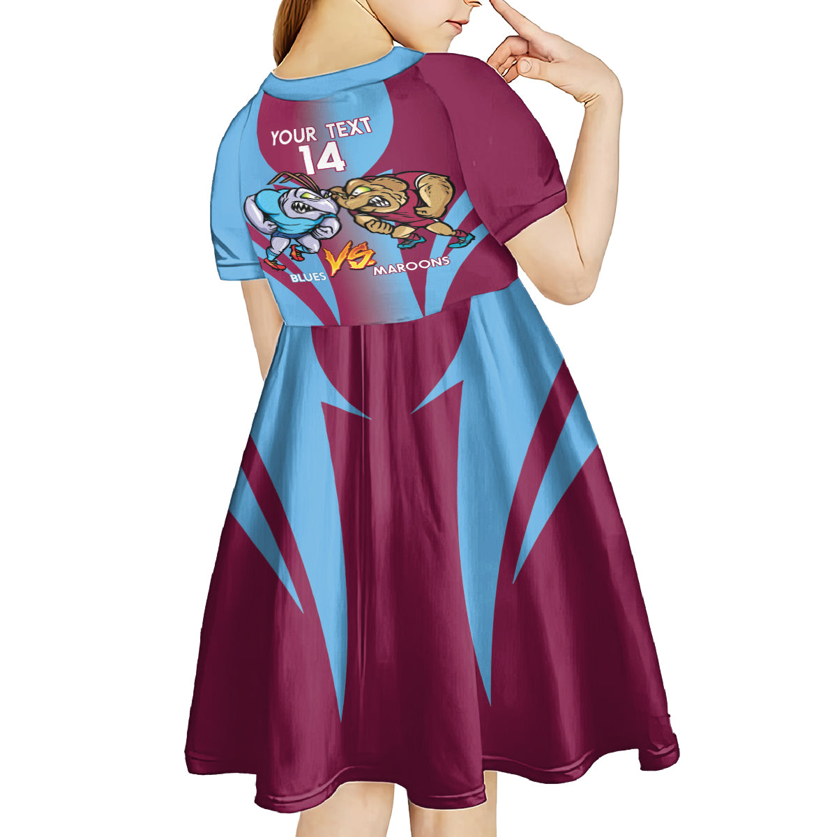 Custom NSW Blues And QLD Maroons Rugby Kid Short Sleeve Dress 2024 Cockroaches Cane toads Together