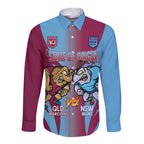 Custom NSW Blues And QLD Maroons Rugby Long Sleeve Button Shirt 2024 Cockroaches Cane toads Together