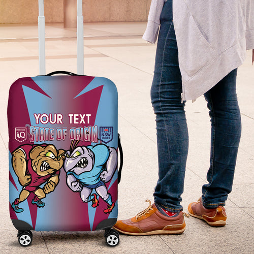 Custom NSW Blues And QLD Maroons Rugby Luggage Cover 2024 Cockroaches Cane toads Together