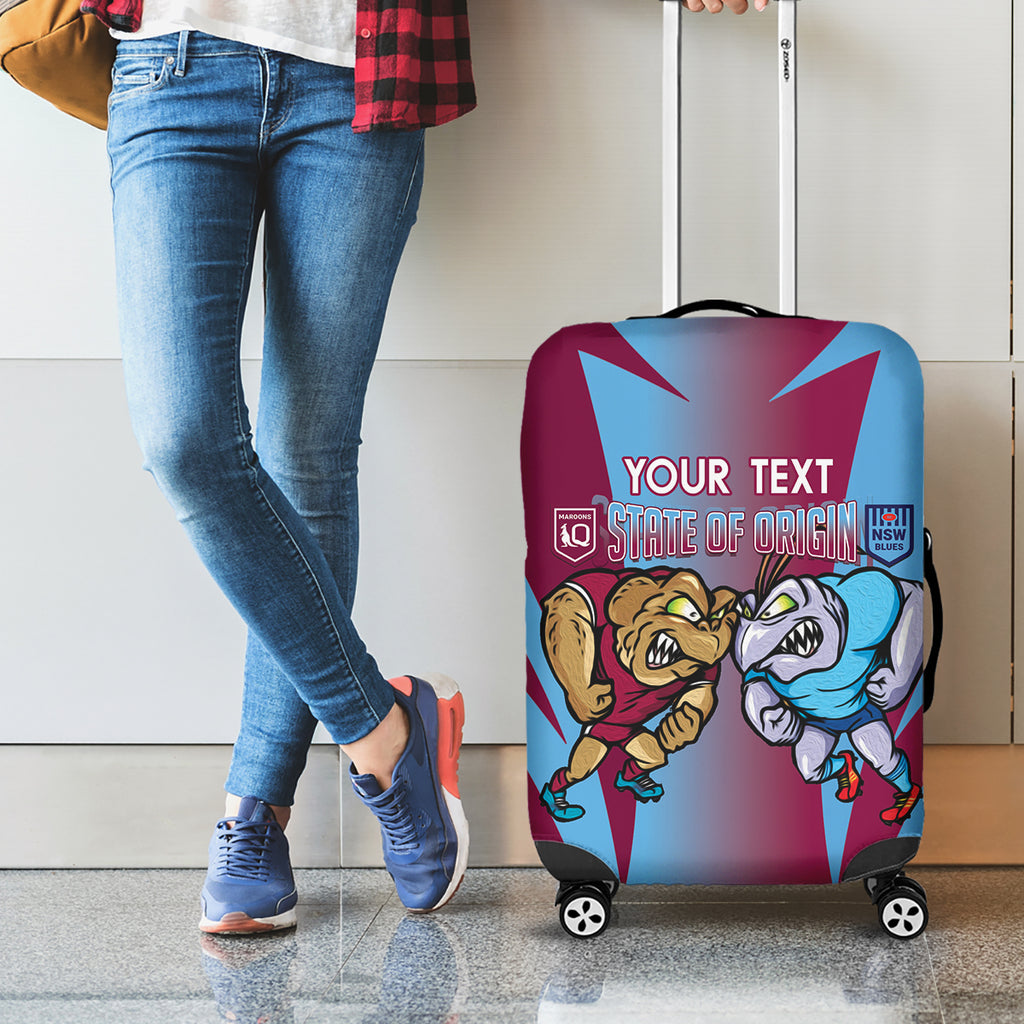 Custom NSW Blues And QLD Maroons Rugby Luggage Cover 2024 Cockroaches Cane toads Together