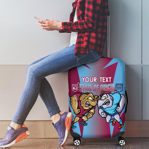 Custom NSW Blues And QLD Maroons Rugby Luggage Cover 2024 Cockroaches Cane toads Together
