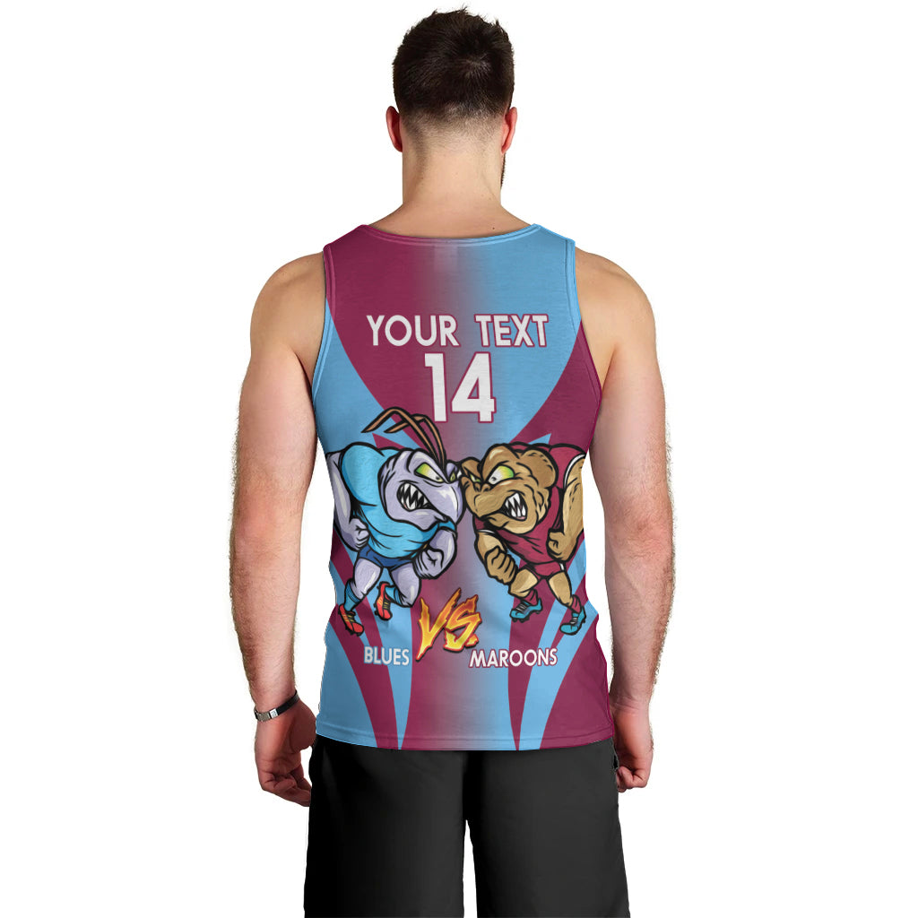 Custom NSW Blues And QLD Maroons Rugby Men Tank Top 2024 Cockroaches Cane toads Together