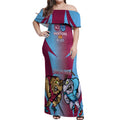 Custom NSW Blues And QLD Maroons Rugby Off Shoulder Maxi Dress 2024 Cockroaches Cane toads Together