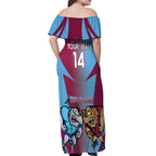 Custom NSW Blues And QLD Maroons Rugby Off Shoulder Maxi Dress 2024 Cockroaches Cane toads Together