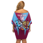 Custom NSW Blues And QLD Maroons Rugby Off Shoulder Short Dress 2024 Cockroaches Cane toads Together
