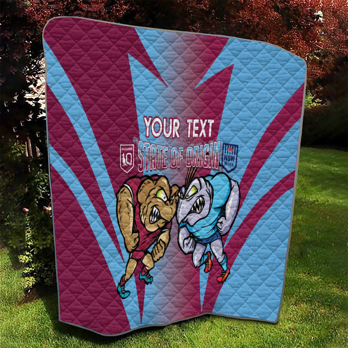 Custom NSW Blues And QLD Maroons Rugby Quilt 2024 Cockroaches Cane toads Together