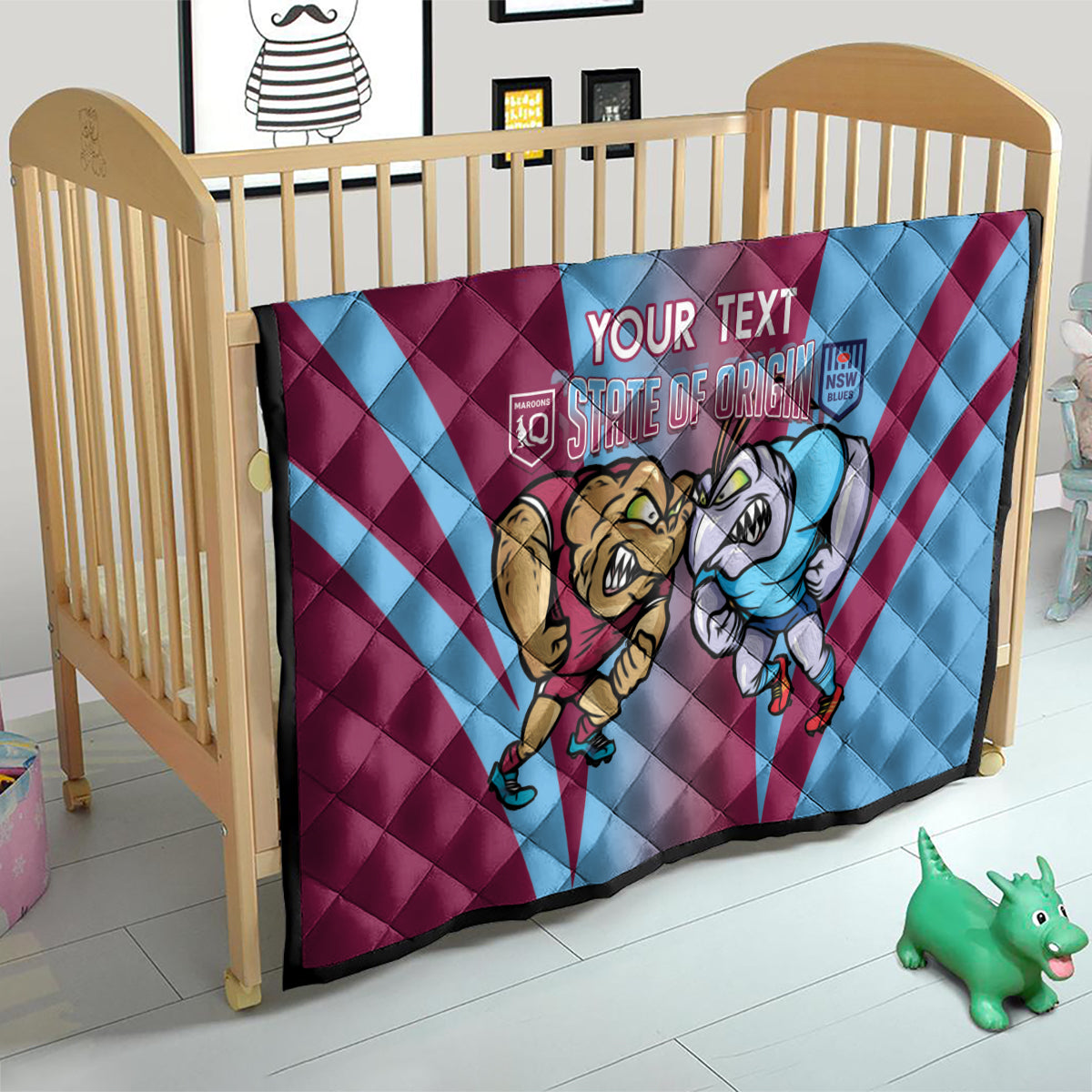 Custom NSW Blues And QLD Maroons Rugby Quilt 2024 Cockroaches Cane toads Together
