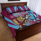 Custom NSW Blues And QLD Maroons Rugby Quilt Bed Set 2024 Cockroaches Cane toads Together