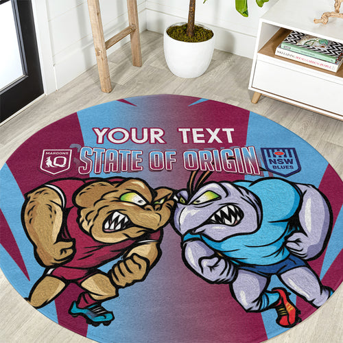 Custom NSW Blues And QLD Maroons Rugby Round Carpet 2024 Cockroaches Cane toads Together