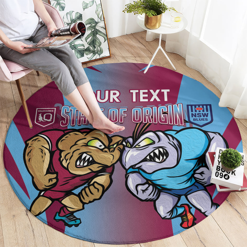 Custom NSW Blues And QLD Maroons Rugby Round Carpet 2024 Cockroaches Cane toads Together