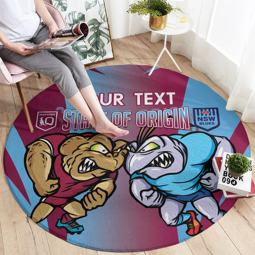 Custom NSW Blues And QLD Maroons Rugby Round Carpet 2024 Cockroaches Cane toads Together
