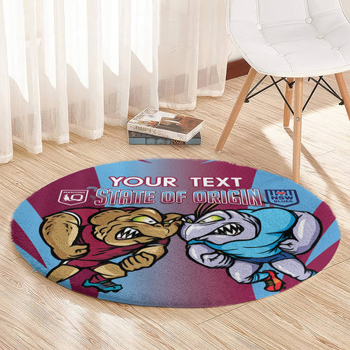 Custom NSW Blues And QLD Maroons Rugby Round Carpet 2024 Cockroaches Cane toads Together