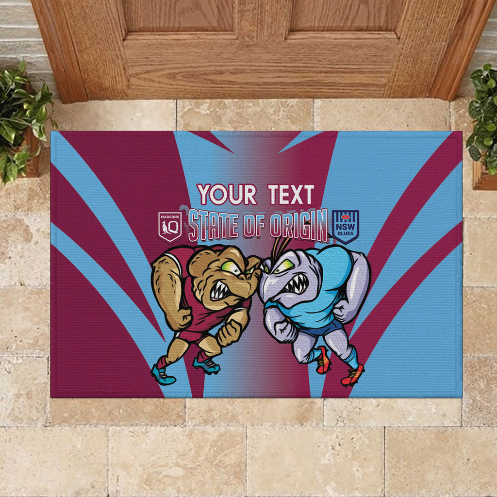 Custom NSW Blues And QLD Maroons Rugby Rubber Doormat 2024 Cockroaches Cane toads Together