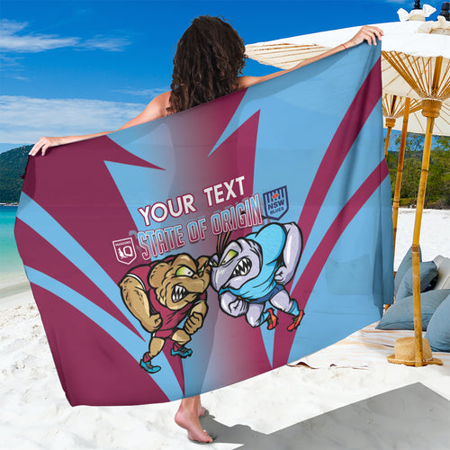 Custom NSW Blues And QLD Maroons Rugby Sarong 2024 Cockroaches Cane toads Together
