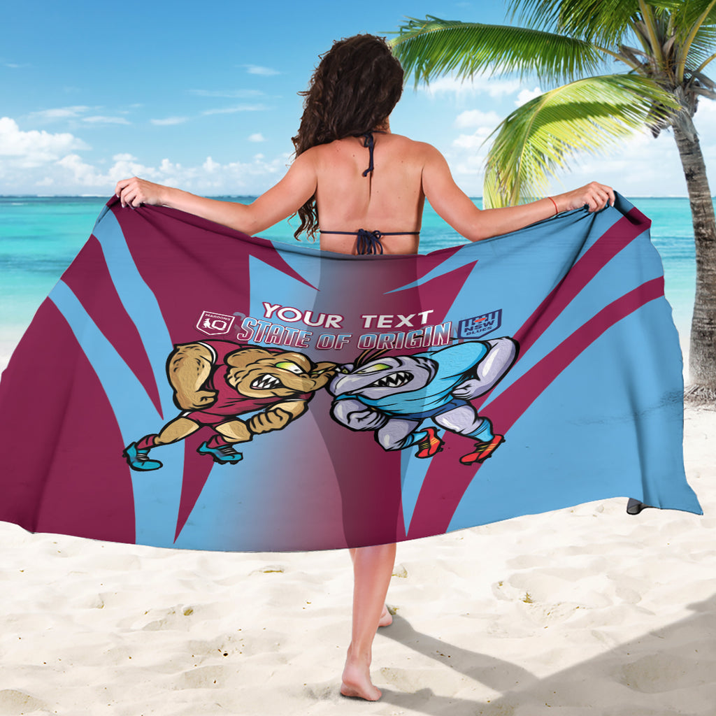 Custom NSW Blues And QLD Maroons Rugby Sarong 2024 Cockroaches Cane toads Together