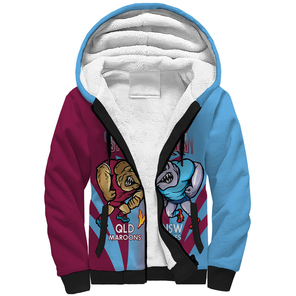 Custom NSW Blues And QLD Maroons Rugby Sherpa Hoodie 2024 Cockroaches Cane toads Together