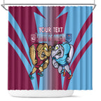 Custom NSW Blues And QLD Maroons Rugby Shower Curtain 2024 Cockroaches Cane toads Together