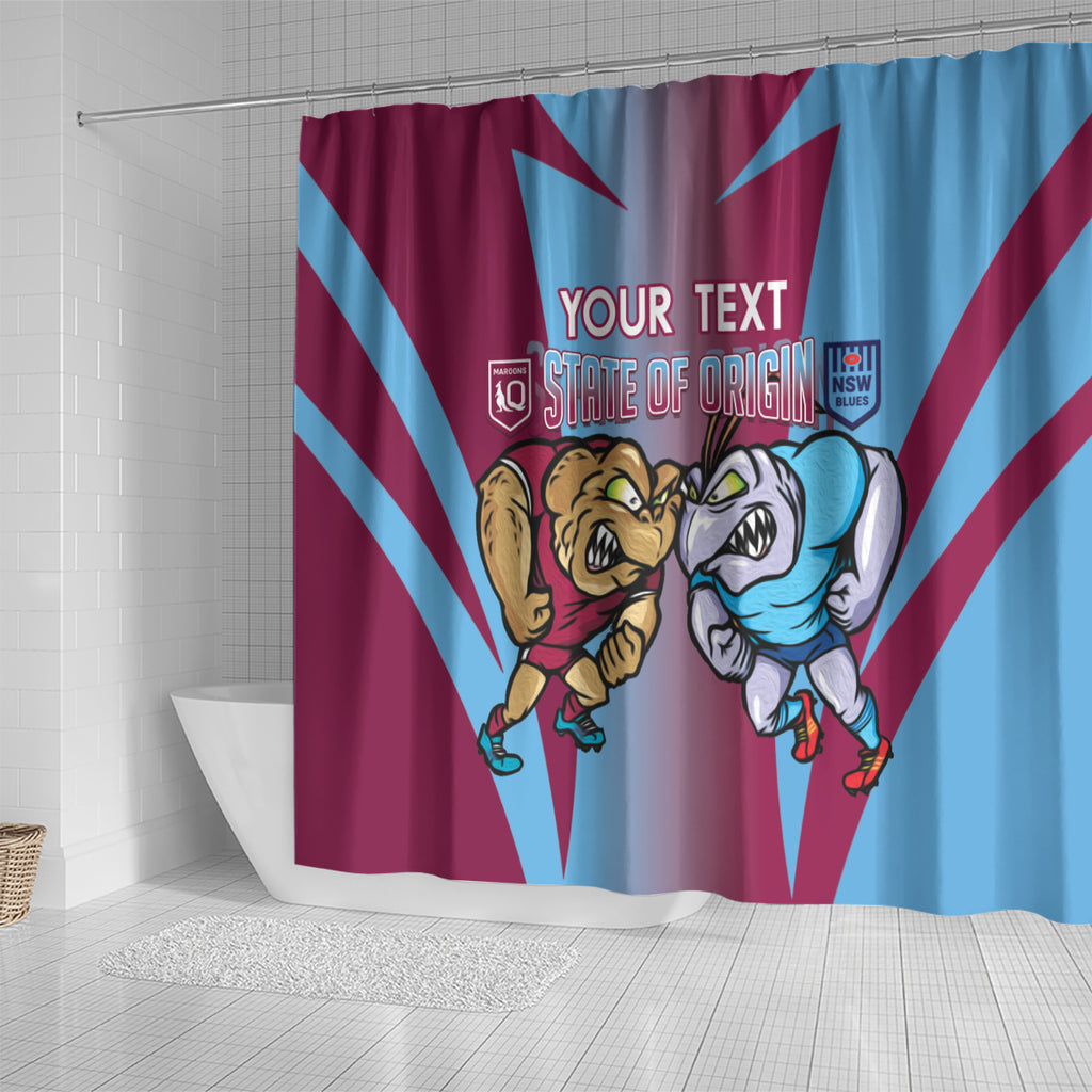 Custom NSW Blues And QLD Maroons Rugby Shower Curtain 2024 Cockroaches Cane toads Together