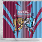 Custom NSW Blues And QLD Maroons Rugby Shower Curtain 2024 Cockroaches Cane toads Together