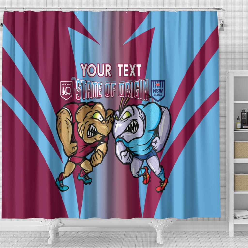 Custom NSW Blues And QLD Maroons Rugby Shower Curtain 2024 Cockroaches Cane toads Together