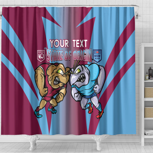 Custom NSW Blues And QLD Maroons Rugby Shower Curtain 2024 Cockroaches Cane toads Together